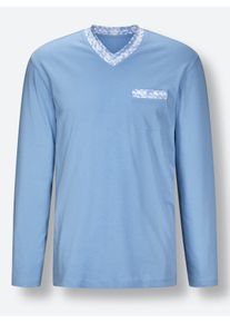 Heren Pyjama's in wit/hemelsblauw bedrukt ,maat 44/46, Witt, 100% Katoen