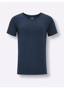Mustang Heren Shirt in marine ,maat S, Witt, 94% Katoen, 6% Elastan