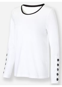 Dames Shirt met lange mouwen van interlock in wit ,maat 36, WITT, 76% Polyester, 20% Viscose, 4% Elastan