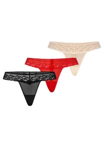 TEYLI Dames String 'Leo' beige / rood / zwart L