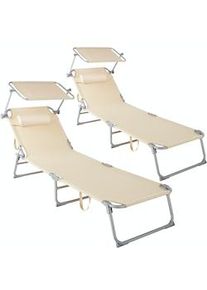TecTake 2 Tumbonas Chloe - beige - 403418