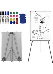 Flipchart whiteboard 90x60 cm avec trépied à trois pieds, réglable en hauteur,panneau magnétique - Aufun
