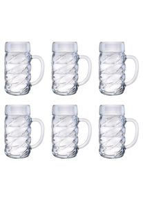 ich-zapfe Verre a biere, Chope de bière lot de 6, Diamond - 1 litre
