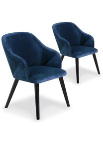 Lot de 2 fauteuils Liberto Velours Bleu - Bleu