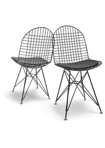 FRANKYSTAR Copenaghen - Ensemble de 2 chaises en métal au design industriel. Ensemble de 2 chaises pour la salle à manger, le bureau, l'étude. Couleur noire