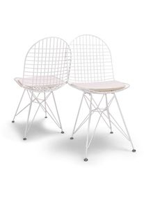 FRANKYSTAR Copenaghen - Ensemble de 2 chaises en métal au design industriel. Ensemble de 2 chaises pour la salle à manger, le bureau, l'étude. Couleur blanche