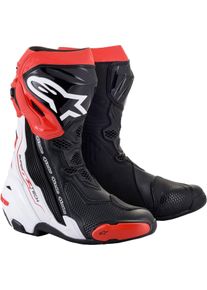 Alpinestars Supertech R, botas , cor: Preto/Branco/Vermelho Néon/Amarelo Néon , tamanho: 45 EU