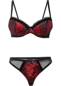 Voorgevormde bh met beugels en string (2-dlg. set) - zwart - maat 85D (44/46) - bonprix