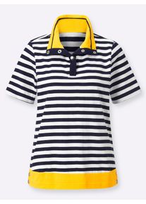 Dames Poloshirt in marine/zonnegeel ,maat 36, WITT, 100% Katoen