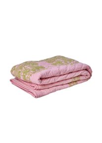 Rice - Cotton Quilt Blanket in Soft Pink with Green Embroidery