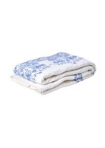 Rice - Cotton Quilt Blanket in White with Blue Embroidery