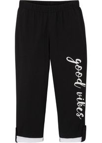 bonprix Legginsy dziewczęce 3/4 z bawełny organicznej czarny 164/170