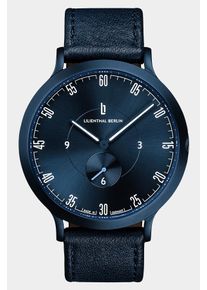 Men's Wrist Watch - Blue - Surgical steel case, Sapphire-hardened mineral glass, Leather Strap - 42.5mm Case, Quartz Movement - Lilienthal Berlin
