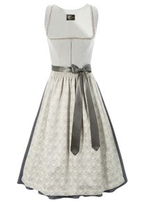 Turi Landhaus Dirndl, (2 Tlg.) Midi Mit Harmonischer Farbgebung beige, Größe 34 - N-Gr, Mieder mit Streif-Dessin und zarter Borte