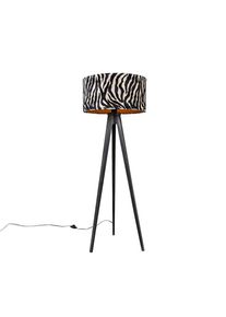 Qazqa Állványlámpa állvány fekete, árnyékoló zebra 50 cm - Tripod Classic
