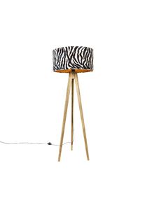 Qazqa Vintage állólámpa fa árnyékolás zebra design 50 cm - Tripod Classic
