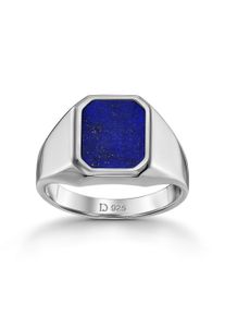 IDENTIM Anello da uomo Anello con sigillo Lapis Ottagono massiccio Argento 925 Placcato in rodio