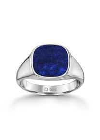 IDENTIM Pierścionek męski Sygnet Pierścionek srebrny Lapis Solid Square 925 Srebro rodowane z niebieskim kamieniem szlachetnym