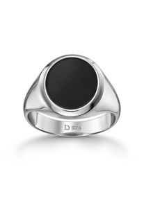 IDENTIM Anello da uomo Anello Signet Onyx Massive Oval Argento 925 placcato in rodio