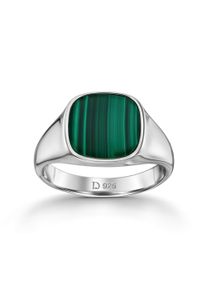 IDENTIM Anello da uomo Anello con sigillo in malachite solido quadrato in argento 925 placcato in rodio