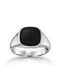 IDENTIM Anello da uomo Anello Signet Onice Quadrato Solido Argento 925 Placcato in Rodio
