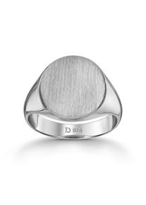 IDENTIM Anello da uomo con sigillo Anello ovale solido in argento 925 placcato in rodio