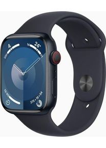 Apple Watch Series 9 Aluminium 45 mm (2023) | GPS + Cellular | Mitternacht | Sportarmband Mitternacht S/M