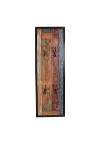 SIT-MÖBEL SIT Möbel Perchero de pared | 4 ganchos dobles | madera recuperada de colores | metal negro antiguo | An 35 x Pr 8 x Al 110 cm | 03563-98 | Serie BALI