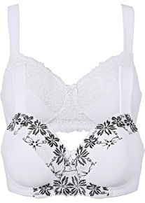 Bh zonder beugels (set van 2) met gerecycled polyamide - wit - maat 95D - bonprix