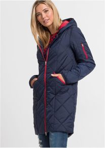 Lange gewatteerde jas met capucon in twee kleuren - blauw - maat 34 - bonprix