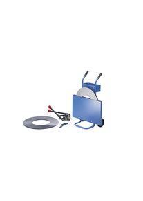 ratioform Omsnoeringsset, staalband, span- en sluitapparaat, schaar, verrijdbare haspel, omsnoeringsband, bandbreedte 16 mm