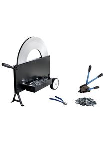 ratioform Omsnoeringsset, staalband, span- en sluitapparaat, schaar, verrijdbare haspel, omsnoeringsband, sluitzegels, bandbreedte 16 mm
