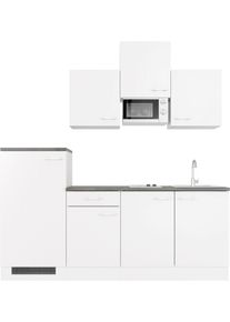 Flex-Well Küche »Lucca«, Breite 210 cm, mit Kühlgerät und Glaskeramikkochfeld sowie Mikrowelle