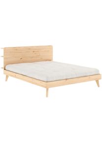 Karup Design Bettgestell »RETREAT BED«, aus Kiefer massiv mit Lattenrost, Kopfteil mit 3 Ablagen