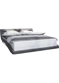 Salesfever Polsterbett, mit LED-Beleuchtung, Lounge Bett inklusive Matratze und Topper