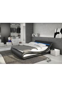 Salesfever Polsterbett, mit LED-Beleuchtung, Kunstleder, Design Bett in moderner Form