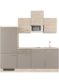Flex-Well Küche »Riva«, Breite 210 cm, mit Kühlgerät und Glaskeramikkochfeld sowie Mikrowelle