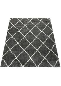 Paco Home Hochflor-Teppich »Maghreb 075«, rechteckig, Rauten Muster, Scandi Design, weich und flauschig