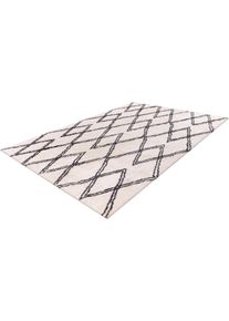 LEONIQUE Hochflor-Teppich »Leasly«, rechteckig, retro, Teppich im Rauten-Muster, weich