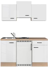 Flex-Well Küche »Florenz«, Breite 150,5 cm, mit Unterbau-Kühlschrank, Kochfeld und Spüle