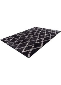 LEONIQUE Hochflor-Teppich »Leasly«, rechteckig, retro, Teppich im Rauten-Muster, weich