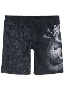 Black Premium by EMP Swim Shorts With Wolf Print Badeshorts schwarz
