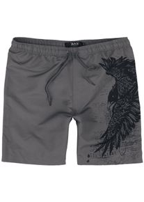 Black Premium by EMP Swim Shorts with Raven Print Badeshorts grau