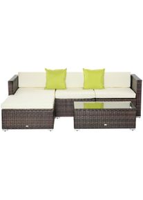 Outsunny Rattan Garden Sofa Set 5pcs L-Shaped Couch with Coffee Table Brown | Aosom Ireland