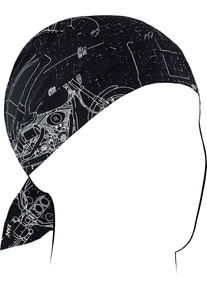 Zan Headgear Flydanna Moto Blueprint, bandana , color: Black/White , size: One Size