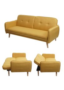 Schlafsofa HWC-J18, Couch Klappsofa Gästebett Bettsofa, Schlaffunktion Stoff/Textil 185cm ~ gelb