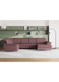 DOMO collection Wohnlandschaft »Franzi«, Im Xxl-Format, Wahlweise Mit Bettfunktion, Bettkasten lila, Größe B/H/T: 352 cm x 80 cm x 214 cm B/H/T:...