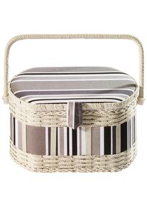 Locker Nähkorb mit Streifenmuster und herausnehmbarem Organisationseinsatz in bunt