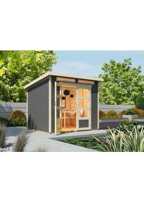 Wolff Gartenhaus »Venlo Xs Titangrau« grau , Werkseitig farbbehandeltes Gartenhaus