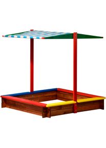 Dobar Sandkasten, Bxlxh: 120X120X125 Cm, Mit Dach bunt, Größe B/H/L: 120 cm x 125 cm x 120 cm - B/H/L: 120 cm x 125 cm x 120 cm, Wetterfest...